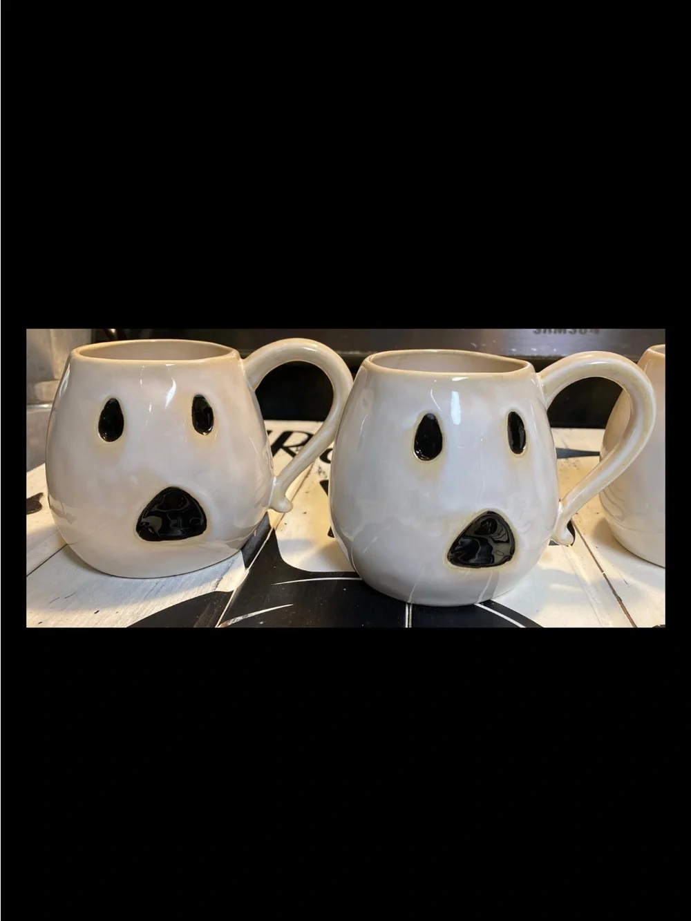 RARE NEW Pottery Barn Figural Ghost Mugs Halloween Set 4 First Edition Originals